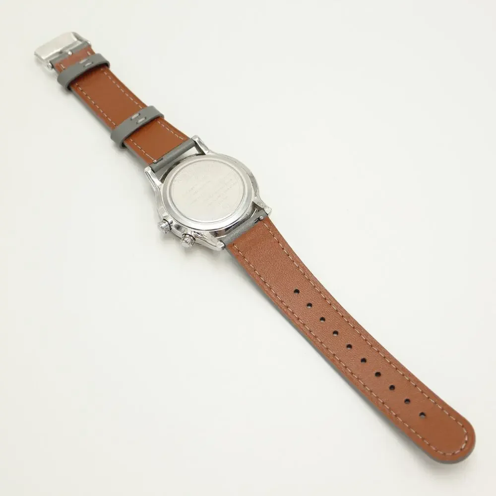 Timex Shenmue Alarm Silver Tone 39mm Watch Indiglo Gray Leather w New Battery